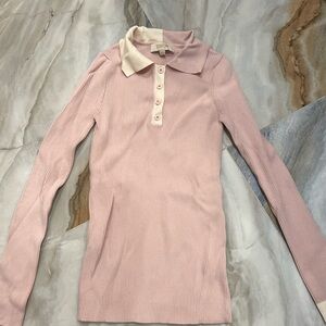 Pink Long Sleeve Polo Shirt